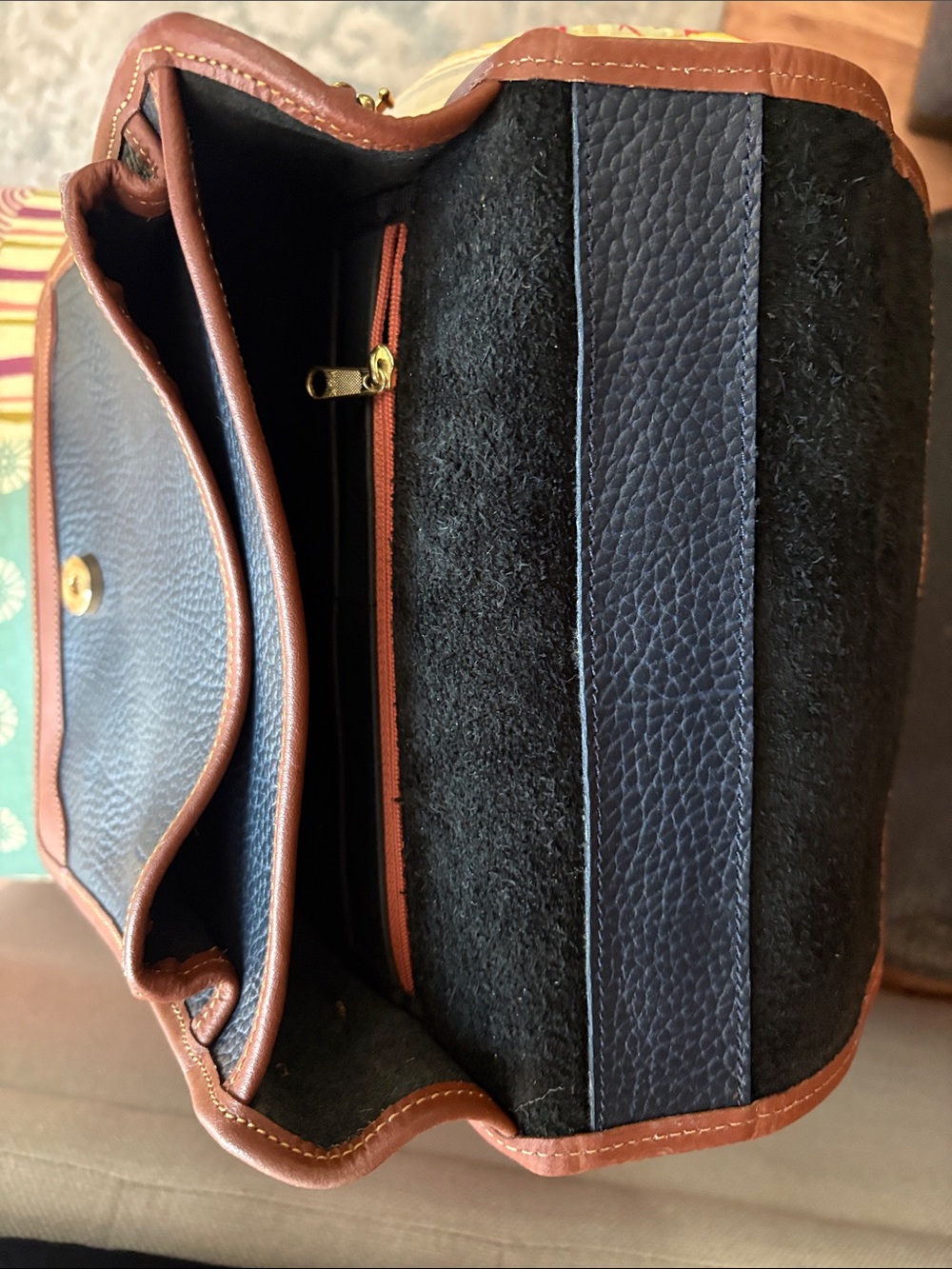 Dooney & Bourke Black and Brown Leather Messenger Bag - Picture 2 of 3